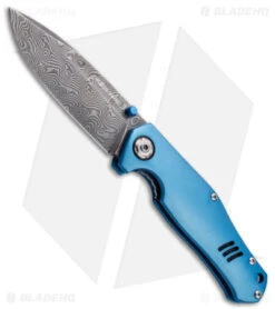 Boker 1969 Z28-Damast Liner Lock Knife Blue Aluminum (3.15" Damascus)