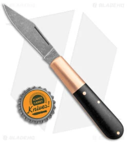 Boker Barlow Integral Slip Joint Knife Black Burlap Micarta/Cu (2.5" Acid SW) -Boker Boker Barlow Integral SJ Black Burlap Micarta Copper Acid SW BHQ 139200 jr bottlecap