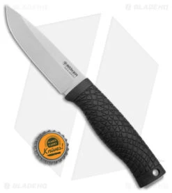 Boker Bronco Fixed Blade Knife Black TPE (4.4" Satin 3V) 121504 -Boker Boker Bronco Fixed Blade Black TPE Satin BHQ 146657 jr bottlecap