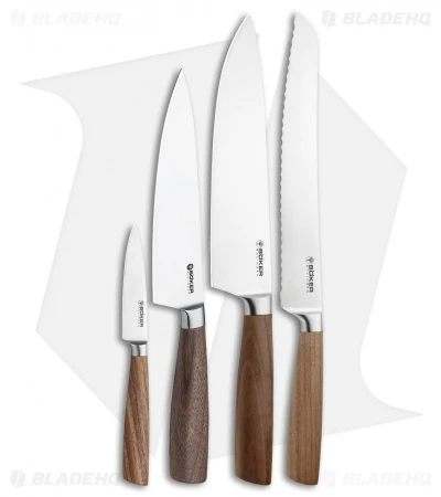 Boker Core 5-Piece Kitchen Knife Set Walnut Wood W/ Freedom Rod Block 1 Boker Core 5-Piece Kitchen Knife Set Walnut Wood W/ Freedom Rod Block
