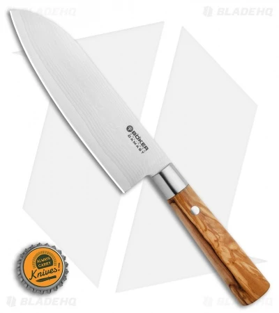 Boker Damascus Olive 6.75" Santoku Kitchen Knife Olive Wood 3 Boker Damascus Olive 6.75" Santoku Kitchen Knife Olive Wood - Image 3