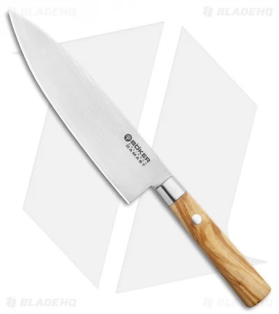 Boker Damascus Olive 6.25" Small Chef's Kitchen Knife Olive Wood 1 Boker Damascus Olive 6.25" Small Chef's Kitchen Knife Olive Wood