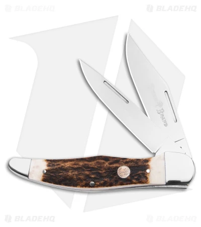 Boker Folding Hunter Pocket Knife Stag Bone (5.25" Satin) 110840ST 1 Boker Folding Hunter Pocket Knife Stag Bone (5.25" Satin) 110840ST