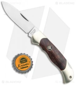 Boker Junior Scout Spear Point Lockback Knife Desert Ironwood (2.6" Damascus) -Boker Boker Junior Scout SP LB Desert Ironwood Satin 111940 BHQ 118350 jr bottlecap
