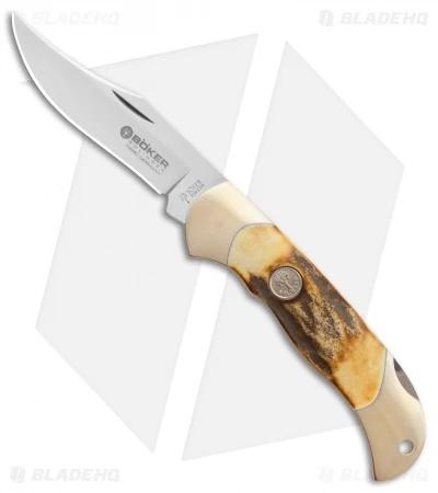 Boker Junior Scout Lockback Knife Stag (2.6" Satin) 111910 1 Boker Junior Scout Lockback Knife Stag (2.6" Satin) 111910