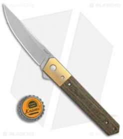 Boker Kwaiken Flipper Knife Canvas Micarta/Brass Bolster (3.5" Stonewash) 8 Boker Kwaiken Flipper Knife Canvas Micarta/Brass Bolster (3.5" Stonewash) -Boker Boker Kwaiken Tuxedo Canvas Micarta Brass SW BHQ 77843 er bottlecap