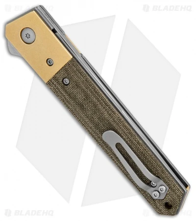 Boker Kwaiken Flipper Knife Canvas Micarta/Brass Bolster (3.5" Stonewash) 2 Boker Kwaiken Flipper Knife Canvas Micarta/Brass Bolster (3.5" Stonewash) - Image 2