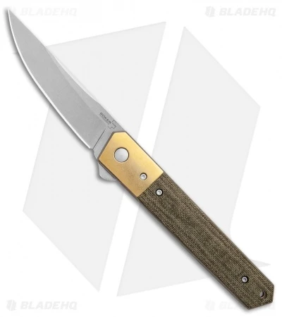 Boker Kwaiken Flipper Knife Canvas Micarta/Brass Bolster (3.5" Stonewash) 1 Boker Kwaiken Flipper Knife Canvas Micarta/Brass Bolster (3.5" Stonewash)