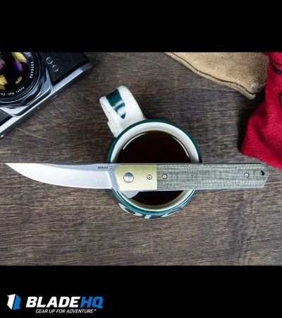 Boker Kwaiken Flipper Knife Canvas Micarta/Brass Bolster (3.5" Stonewash) 5 Boker Kwaiken Flipper Knife Canvas Micarta/Brass Bolster (3.5" Stonewash) - Image 5