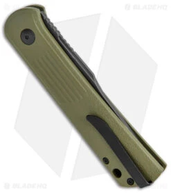 Boker Lundquist Alluvial Automatic Knife OD Green (3" Black SW) -Boker Boker Lundquist Alluvial Auto OD Green Aluminum Black SW BHQ 125069 jr side
