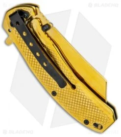 Boker Magnum Golden Skull Spring Assisted Knife Stainless Steel (3.3" Gold) -Boker Boker Magnum Golden Skull SA SS Gold 01SC070 BHQ 111686 jr side