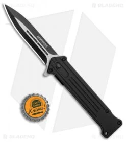 Boker Magnum Intricate Spring Assisted Knife Black Aluminum (3.5" Two-Tone) -Boker Boker Magnum Intricate SA Black Aluminum Black 01LL312 BHQ 120938 jr bottlecap