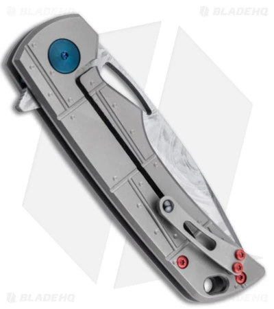 Boker P51 Mustang Damast Flipper Knife Titanium (3.3" Damascus) 2 Boker P51 Mustang Damast Flipper Knife Titanium (3.3" Damascus) - Image 2