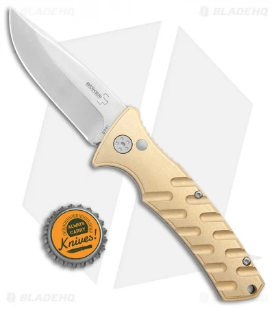 Boker Plus Strike Brass Automatic Knife (3.25" Stonewash) 4 Boker Plus Strike Brass Automatic Knife (3.25" Stonewash) - Image 4