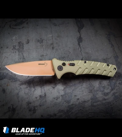 Boker Strike Desert Warrior Automatic Knife OD Green (3.25" D2 Copper) 5 Boker Strike Desert Warrior Automatic Knife OD Green (3.25" D2 Copper) - Image 5