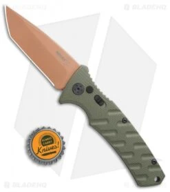 Boker Strike Tanto Desert Warrior Automatic Knife OD Green (3.25" Copper D2) -Boker Boker Plus Strike Tanto Desert Warrior OD Green copper BHQ 68520 jr bottlecap