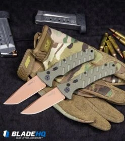 Boker Strike Tanto Desert Warrior Automatic Knife OD Green (3.25" Copper D2) -Boker Boker Strike Drop Point Desert Warrior Automatic Knife OD Green Copper BHQ 70998 kp tactical webv 1