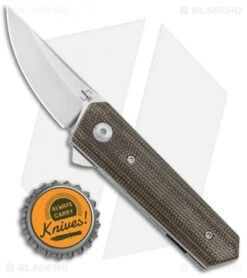 Boker Stubby Kwaiken Exclusive Flipper Knife Green Micarta (2" Satin) -Boker Boker Stubby Kwaiken Flipper Green Canvas Micarta Satin 01BO227SOI BHQ 107930 jr bottlecap