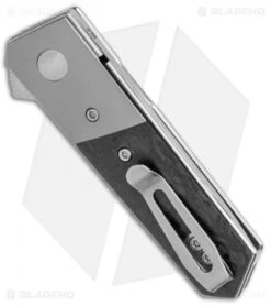 Boker Stubby Kwaiken Exclusive Flipper Knife Marble CF/Ti (2" Satin) -Boker Boker Stubby Kwaiken Flipper Ti Bolster Twill CF Satin 01BO228SOI BHQ 107931 jr side