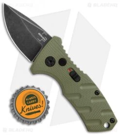 Boker Stubby Strike CA Legal Automatic Knife OD Green (1.9" Smokewash D2) -Boker Boker Stubby Strike CA Legal Auto OD Green Smokewash 01BO442NSOI BHQ 99648 jr bottlecap