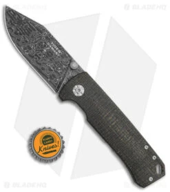 Boker Tiger Frame Lock Knife Black Burlap Micarta (3.3" Tiger Tank Damascus) -Boker Boker Tiger FL Black Burlap Micarta Tiger Damascus BHQ 139194 jr bottlecap