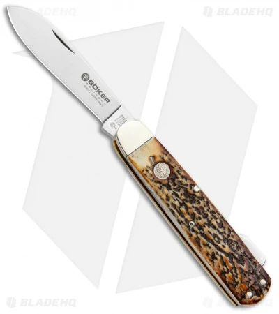 Boker Tree Brand Hunting Knife Mono Lockback Stag (3.25" Satin) 110615 1 Boker Tree Brand Hunting Knife Mono Lockback Stag (3.25" Satin) 110615