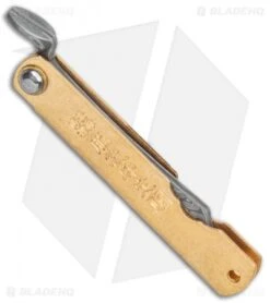 Boker Higonokami Bonsai Hikari Slip Joint Knife Brass (1.6" Damascus) -Boker Higonokami Bonsai Irogane Hoseki Brass Damascus BHQ 126248 jr side