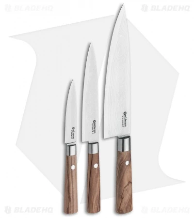 Boker Damascus Olive 3-Piece Kitchen Knife Set Olive Wood 1 Boker Damascus Olive 3-Piece Kitchen Knife Set Olive Wood