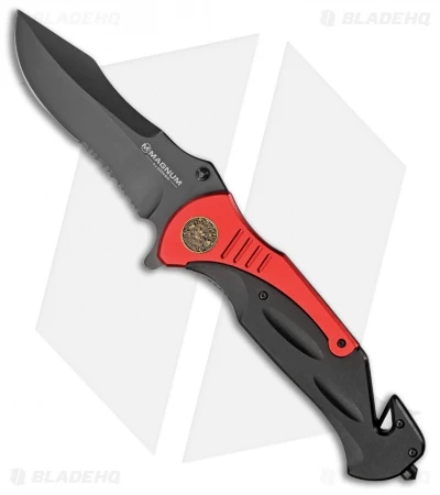 Boker Fire Chief Liner Lock Knife Red/Black (4.5" Black Serr) 01LL313 1 Boker Fire Chief Liner Lock Knife Red/Black (4.5" Black Serr) 01LL313